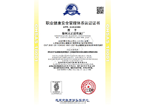 职业健康安全管理体系认证证书